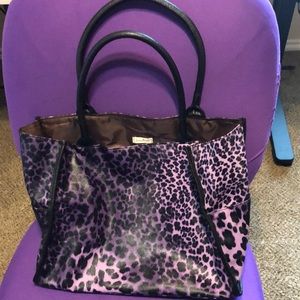 Neumann Marcus Purple & Black Animal Print Faux Leather Tote